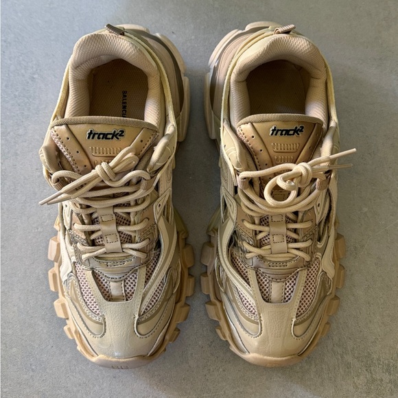 Balenciaga Track 2 Trainer Sneakers Beige Neutral Tones Fits US 8-9 - Picture 2 of 9